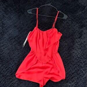BCBG Vibrant Red Sleeveless Romper
